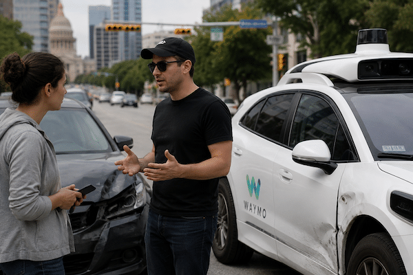 Who is liable if a Waymo autonomous vehicle causes an accident in Austin?