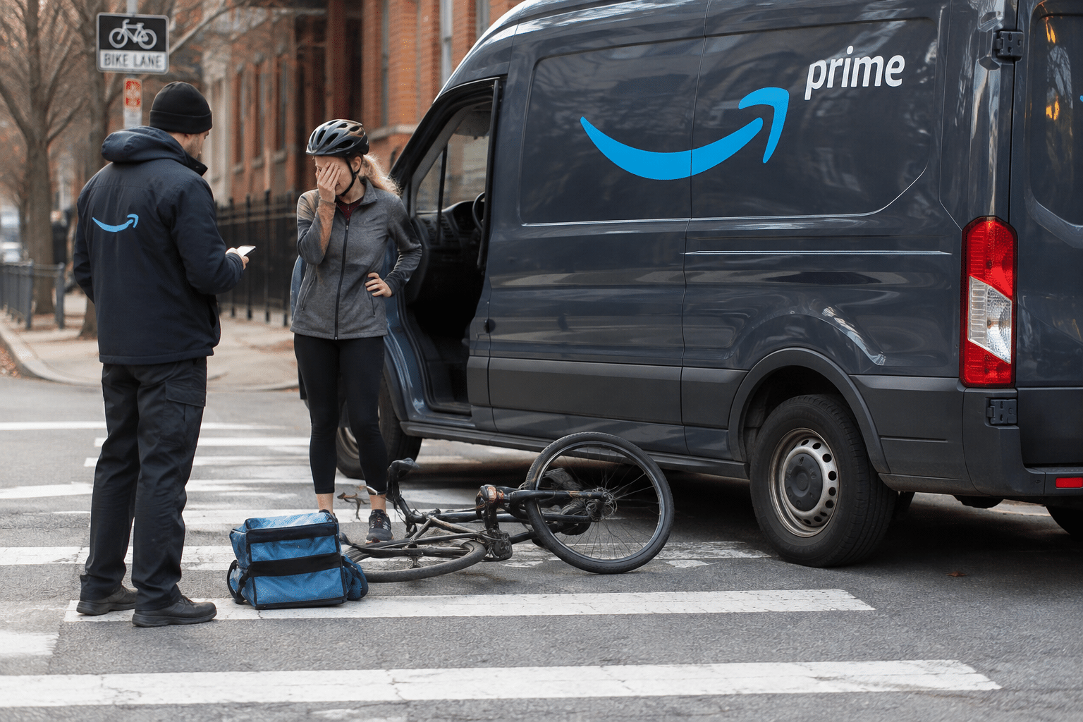 can a pedestrian or cyclist hit by an amazon delivery van file a claim?